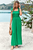 Frill Trim Tie Shoulder Wide Leg Jumpsuit with Pockets - Trendsi - Flyclothing LLC