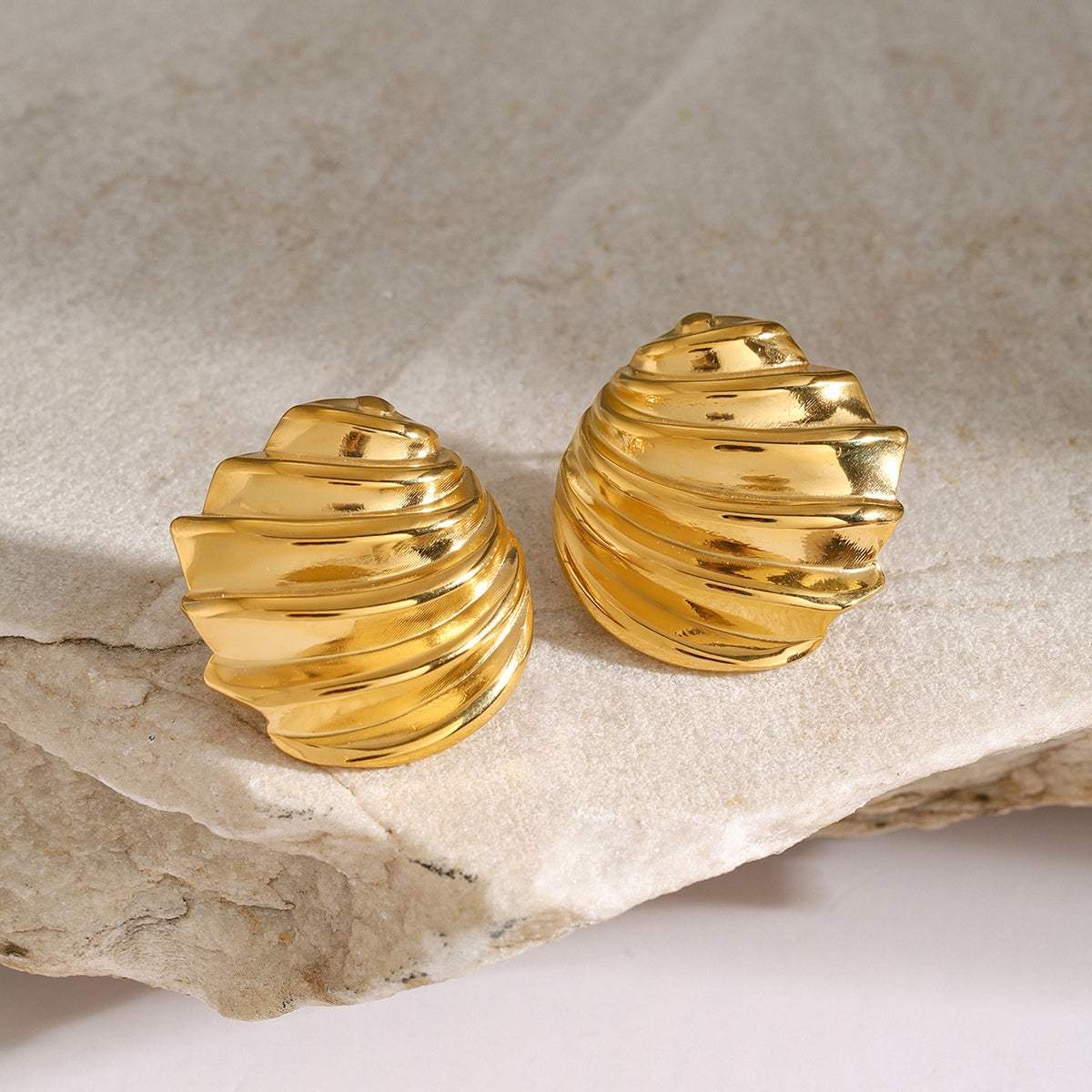 Stainless Steel Shell Shape Stud Earrings - Trendsi - Flyclothing LLC