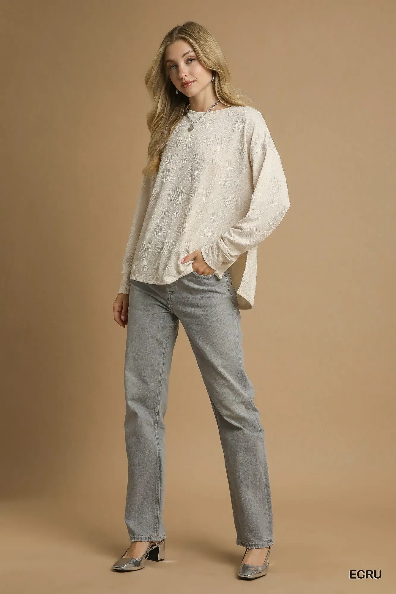 Umgee Textured Knit Long Sleeve Top - Trendsi - Flyclothing LLC