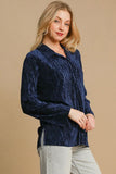 Umgee Side Slit Texture Button Up Shirt - Trendsi