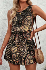 Boho Floral Print Sleeveless Summer Romper - Trendsi - Flyclothing LLC