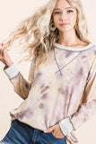 BiBi Tie Dye Terry Pull Over With Contrast Stitching - Trendsi - Flyclothing LLC