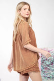 VERY J Washed Cotton Crinkle Gauze Top and Shorts Set - Trendsi