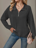 Double Take Striped Half Zip Long Sleeve T-Shirt - Trendsi - Flyclothing LLC