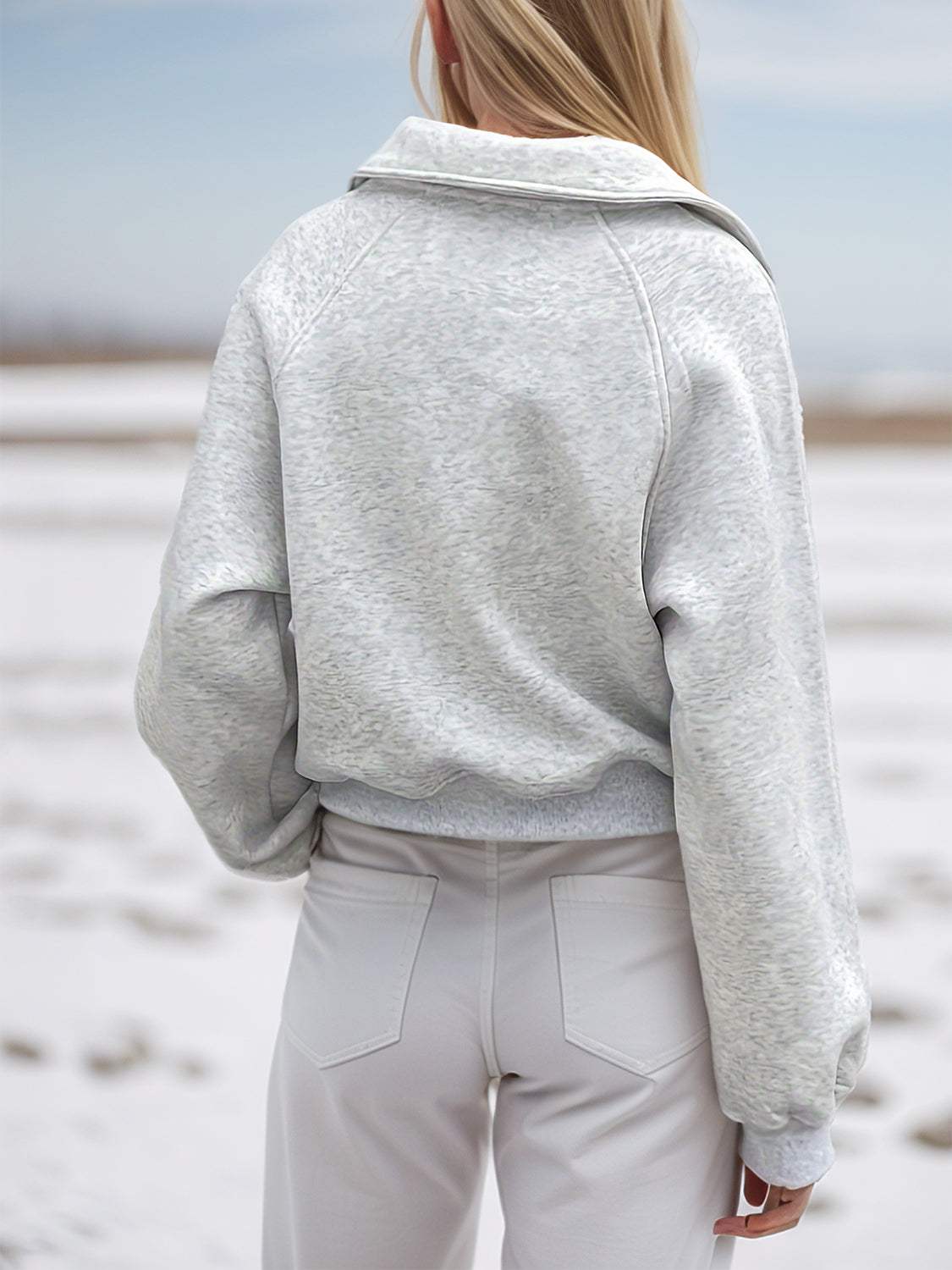 Half Zip Long Sleeve Sweatshirt - Trendsi - Flyclothing LLC