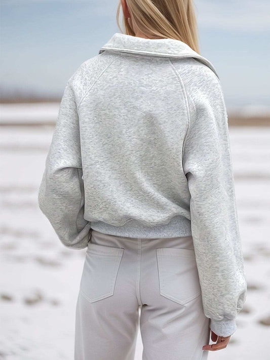 Half Zip Long Sleeve Sweatshirt - Trendsi - Flyclothing LLC