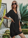 V-Neck Short Sleeve Mini Dress - Trendsi - Flyclothing LLC