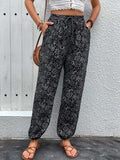 Printed High Waist Pants - Trendsi - Flyclothing LLC