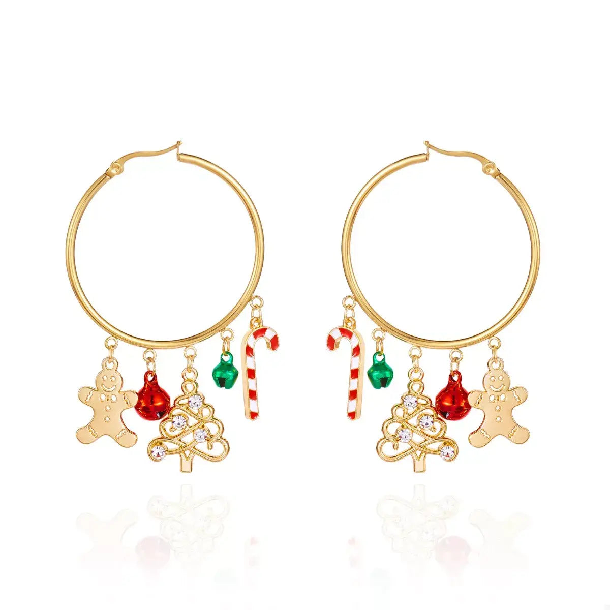 Christmas Theme Hoop Earrings - Trendsi - Flyclothing LLC