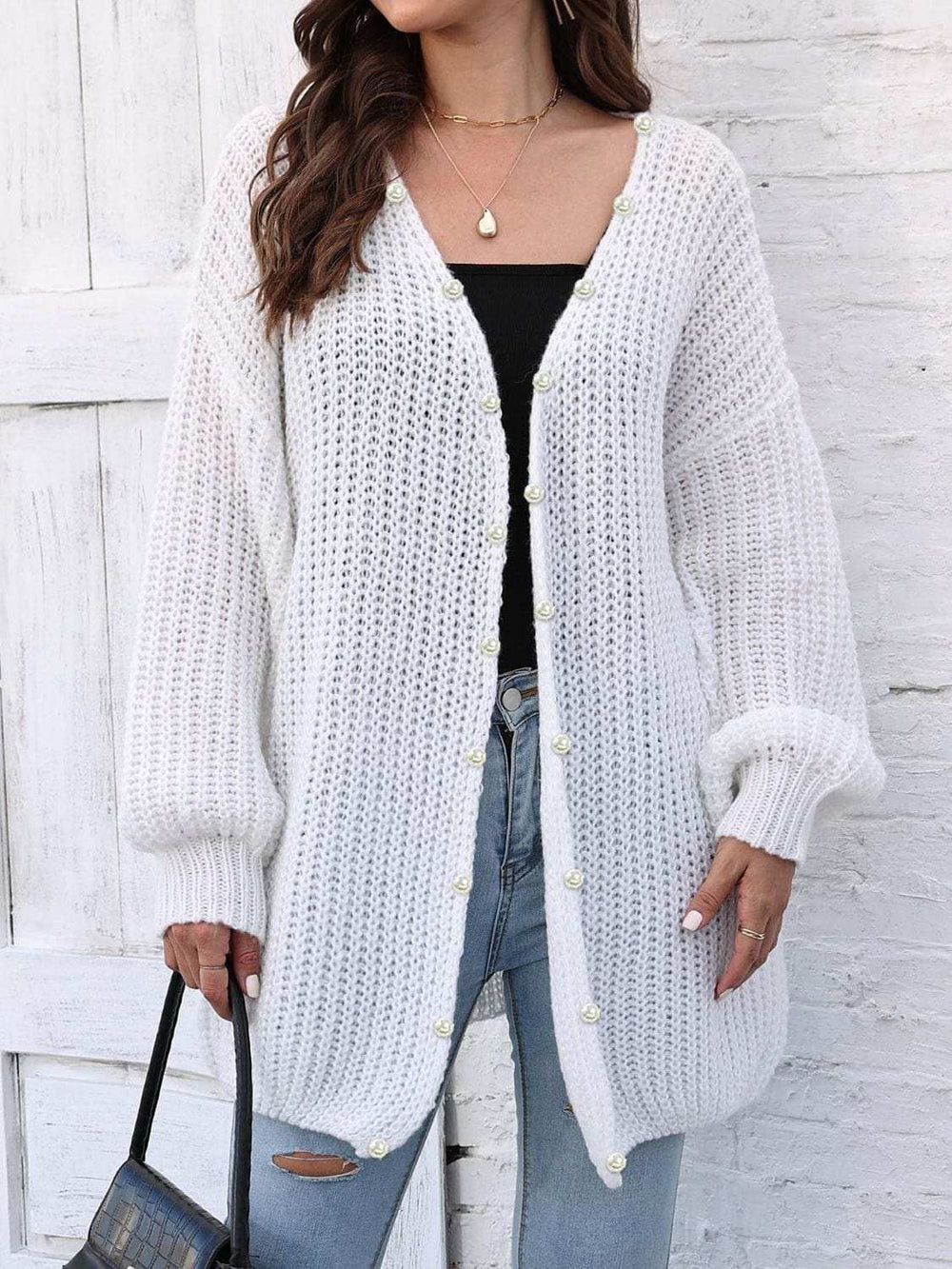 Open Front Long Sleeve Cardigan - Trendsi - Flyclothing LLC