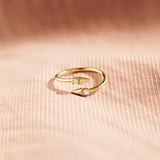 925 Sterling Silver Inlaid Zircon Bypass Ring - Trendsi