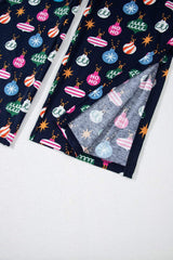 Christmas Lights Print Collared Neck Top and Pants Set - Trendsi - Flyclothing LLC