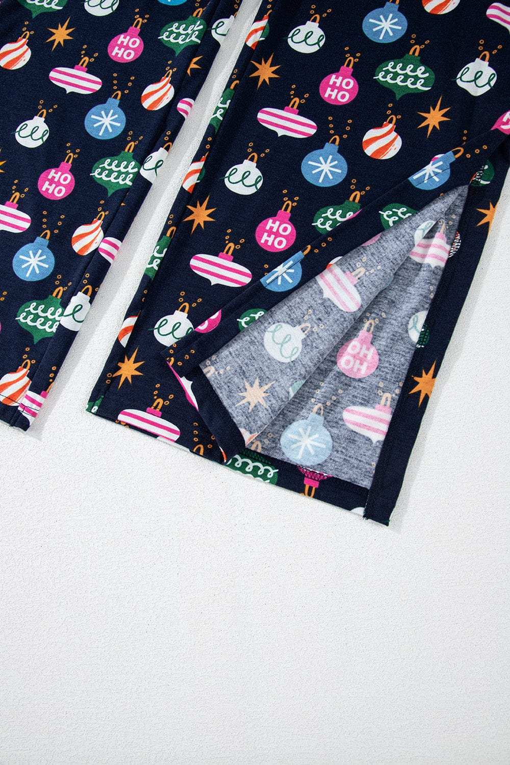 Christmas Lights Print Collared Neck Top and Pants Set - Trendsi - Flyclothing LLC