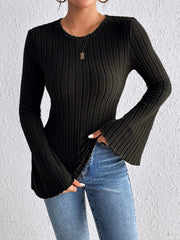 Round Neck Flare Sleeve T-Shirt - Trendsi