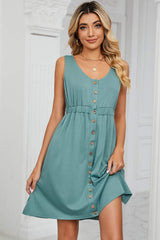 Buttoned Wide Strap Mini Dress - Trendsi - Flyclothing LLC