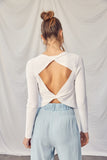 Idem Ditto Twisted Backless Long Sleeve Knit Top - Trendsi