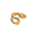 18K Gold-Plated Geometric Gold Twisted Open Ring - Trendsi - Flyclothing LLC