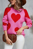 Angel Wings Contrast Heart Dropped Shoulder Long Sleeve Sweater - Trendsi - Flyclothing LLC