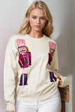 Double Take Full Size Nutcracker Sequin Long Sleeve Sweater - Trendsi - Flyclothing LLC