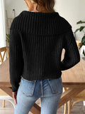Cable-Knit Long Sleeve Sweater - Trendsi - Flyclothing LLC