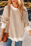 Round Neck Dropped Shoulder Sweater - Trendsi - Flyclothing LLC