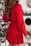 Ruffled Tied Surplice Long Sleeve Dress - Trendsi - Flyclothing LLC