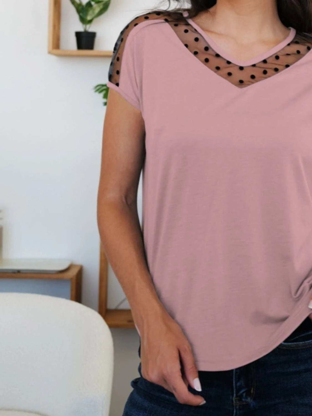 FAM-FAM V-Neck Short Sleeve T-Shirt - Trendsi - Flyclothing LLC