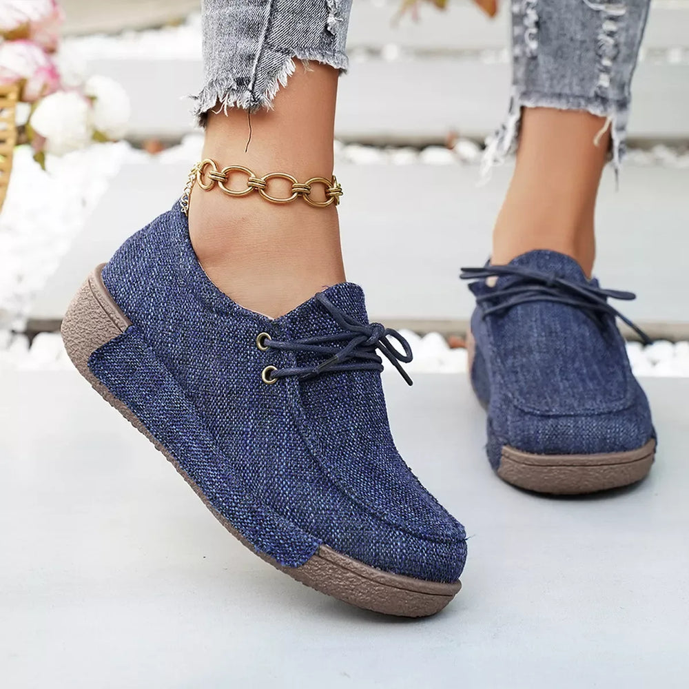 Round Toe Lace-Up Sneakers - Trendsi - Flyclothing LLC