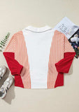 Striped Johnny Collar Long Sleeve Sweatshirt - Trendsi - Flyclothing LLC