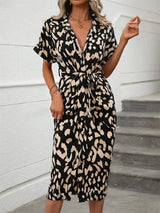Short Sleeve Tie Waist Dress - Trendsi - Flyclothing LLC
