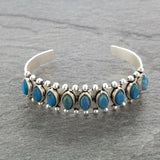 Artificial Turquoise Alloy Open Bracelet - Trendsi
