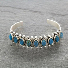Artificial Turquoise Alloy Open Bracelet - Trendsi
