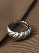 Ribbed Titanium Steel Ring - Trendsi - Flyclothing LLC
