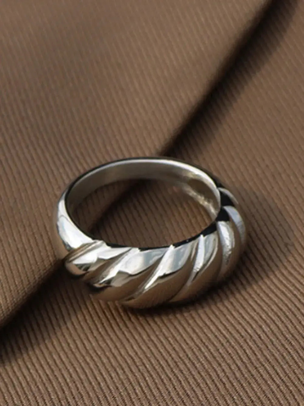 Ribbed Titanium Steel Ring - Trendsi - Flyclothing LLC