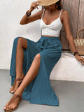 Tied Slit Wide Leg Pants - Trendsi