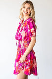 First Love Floral Short Sleeve Smocked Mini Dress - Trendsi