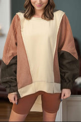 Color Block Long Sleeve Hoodie - Trendsi - Flyclothing LLC