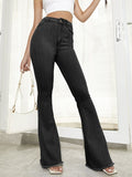 Raw Hem High Waist Flare Jeans - Trendsi