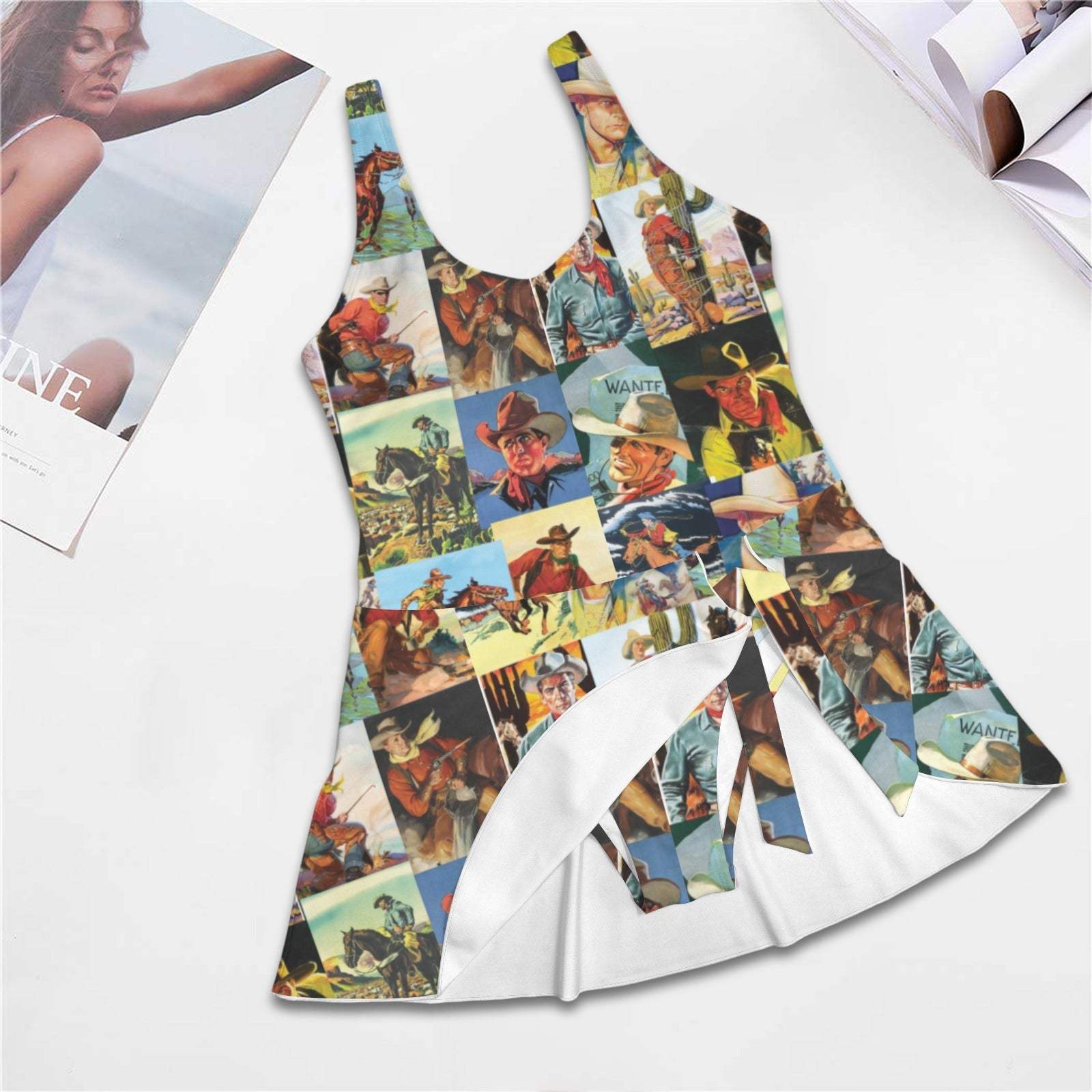 Baha Ranch Vintage Cowboy Skirted Swimsuit - Baha Ranch Western Wear - Flyclothing LLC