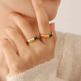 18K Gold-Plated Titanium Steel Zircon Ring - Trendsi - Flyclothing LLC