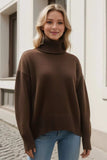 Basic Bae Turtleneck Dropped Shoulder Long Sleeve Sweater - Trendsi - Flyclothing LLC