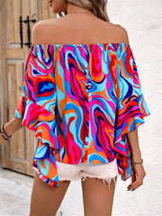 Printed Off-Shoulder Blouse - Trendsi