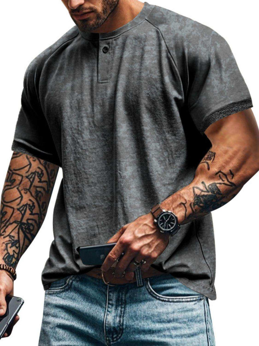 Men's Full Size Round Neck Short Sleeve T-Shirt Plus Size - Trendsi - Flyclothing LLC