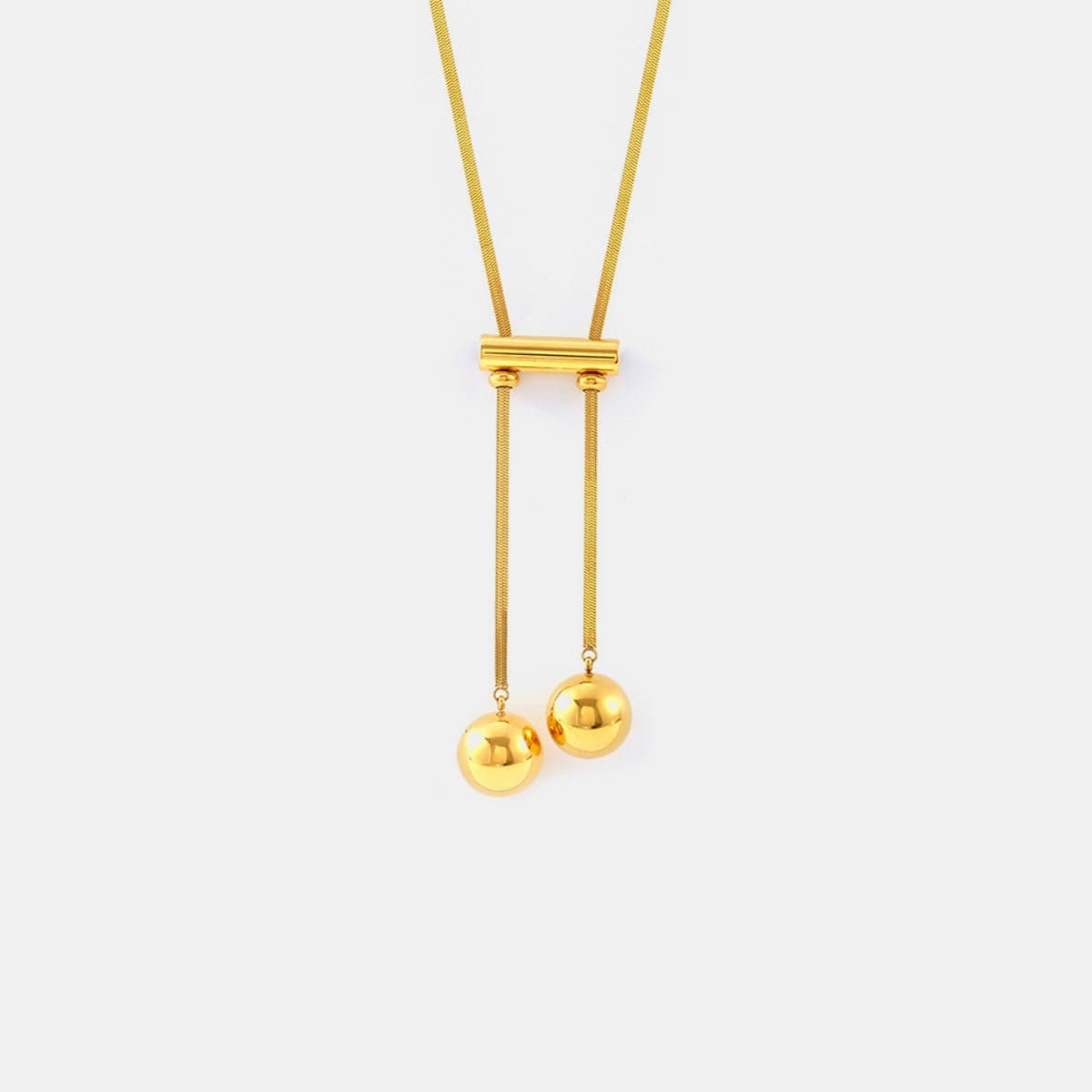 18K Gold-Plated Titanium Steel Hollow Bead Necklace - Trendsi