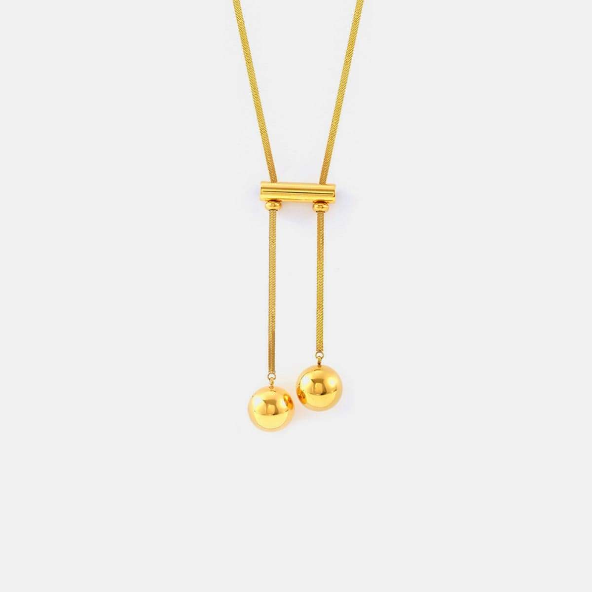 18K Gold-Plated Titanium Steel Hollow Bead Necklace - Trendsi - Flyclothing LLC