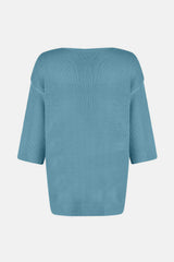V-Neck Three-Quarter Sleeve Knit Top - Trendsi - Flyclothing LLC