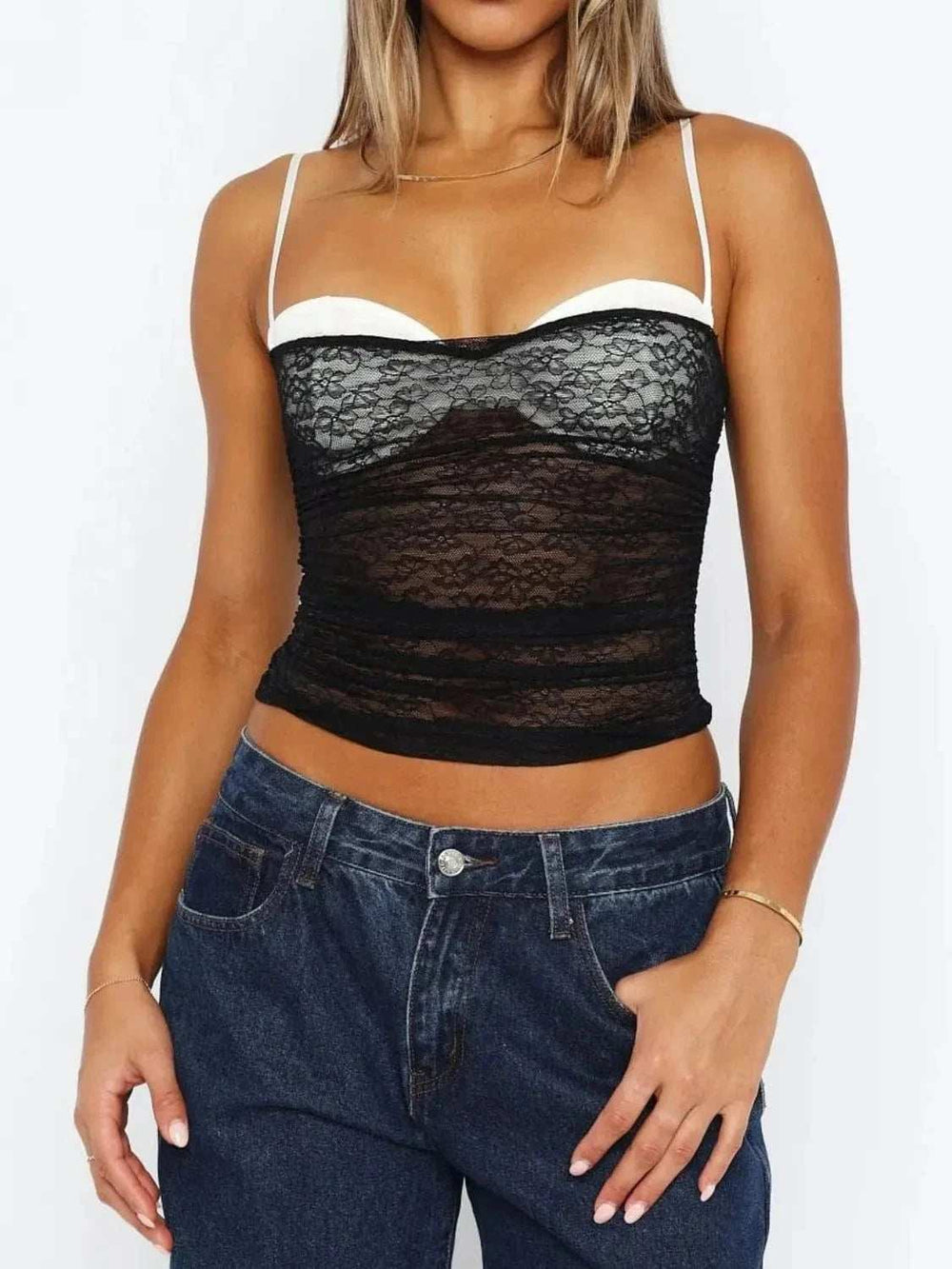 Lace Sweetheart Neck Cami - Trendsi - Flyclothing LLC
