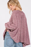 SAGE + FIG Round Neck Batwing Sleeve Oversize Top - Trendsi
