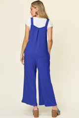Double Take Full Size Texture Sleeveless Wide Leg Overall - Trendsi - Flyclothing LLC