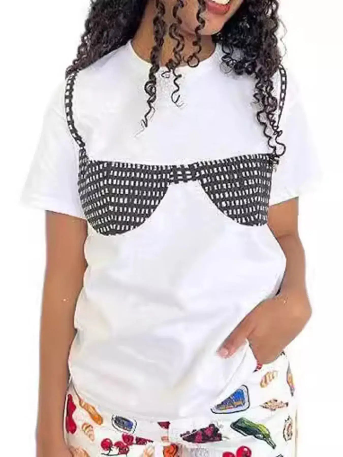 Full Size Bra Graphic Short Sleeve T-Shirt Plus Size - Trendsi - Flyclothing LLC